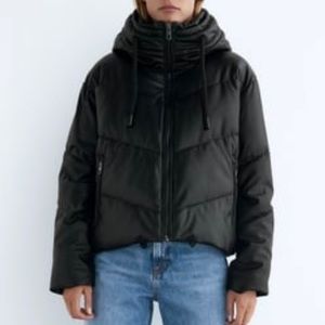 Faux leather puffer jacket!